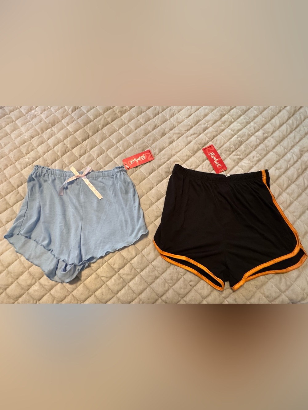 ROMWE Black Pajama Shorts and Blue Pajama Shorts